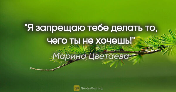 Марина Цветаева цитата: "Я запрещаю тебе делать то, чего ты не хочешь!"