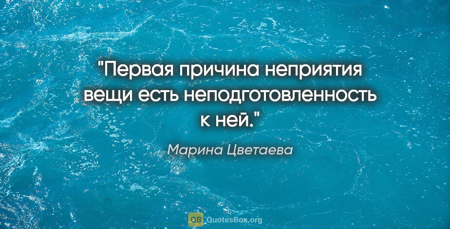 Марина Цветаева цитата: "Первая причина неприятия вещи есть неподготовленность к ней."