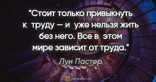 Луи Пастер цитата: "Стоит только привыкнуть к труду — и уже нельзя жить без него...."