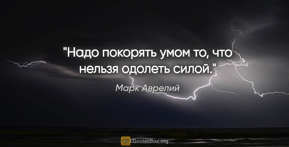 Марк Аврелий цитата: "Надо покорять умом то, что нельзя одолеть силой."