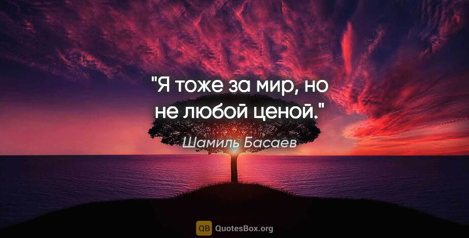 Шамиль Басаев цитата: "Я тоже за мир, но не любой ценой."