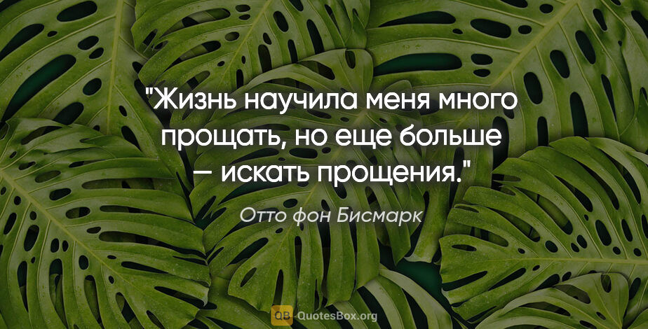 Отто фон Бисмарк цитата: "Жизнь научила меня много прощать, но еще больше — искать..."