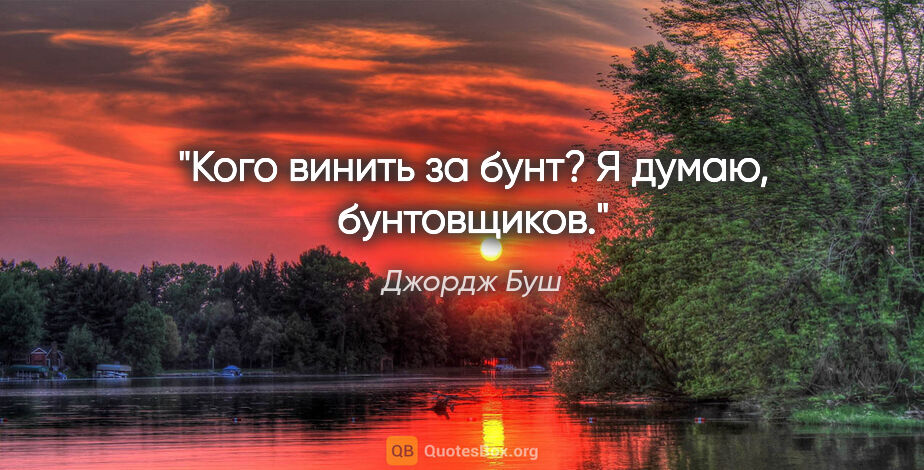 Джордж Буш цитата: "Кого винить за бунт? Я думаю, бунтовщиков."