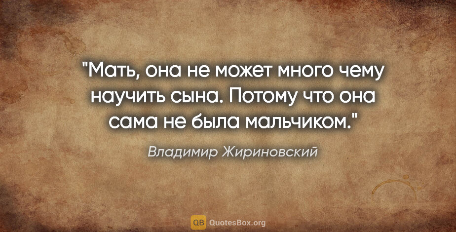 Владимир Жириновский цитата: "Мать, она не может много чему научить сына. Потому что она..."