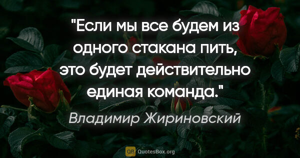 Владимир Жириновский цитата: "Если мы все будем из одного стакана пить, это будет..."