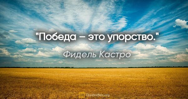 Фидель Кастро цитата: "Победа – это упорство."