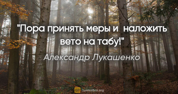 Александр Лукашенко цитата: "Пора принять меры и наложить вето на табу!"
