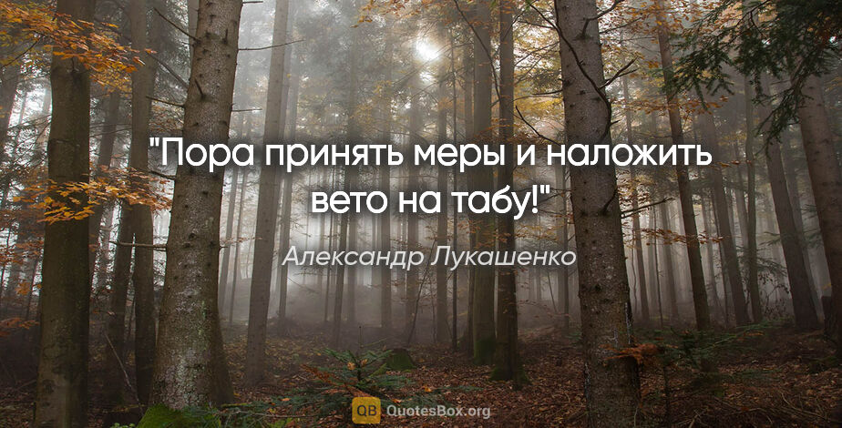 Александр Лукашенко цитата: "Пора принять меры и наложить вето на табу!"