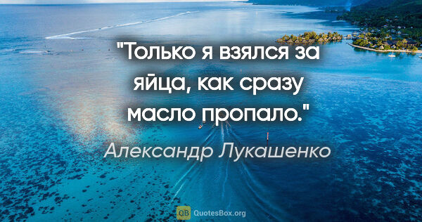 Александр Лукашенко цитата: "Только я взялся за яйца, как сразу масло пропало."