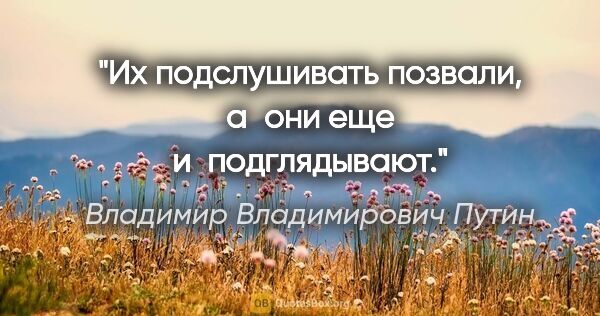 Владимир Владимирович Путин цитата: "Их подслушивать позвали, а они еще и подглядывают."