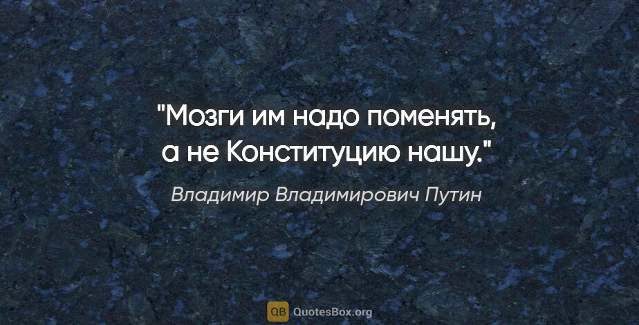 Владимир Владимирович Путин цитата: "Мозги им надо поменять, а не Конституцию нашу."