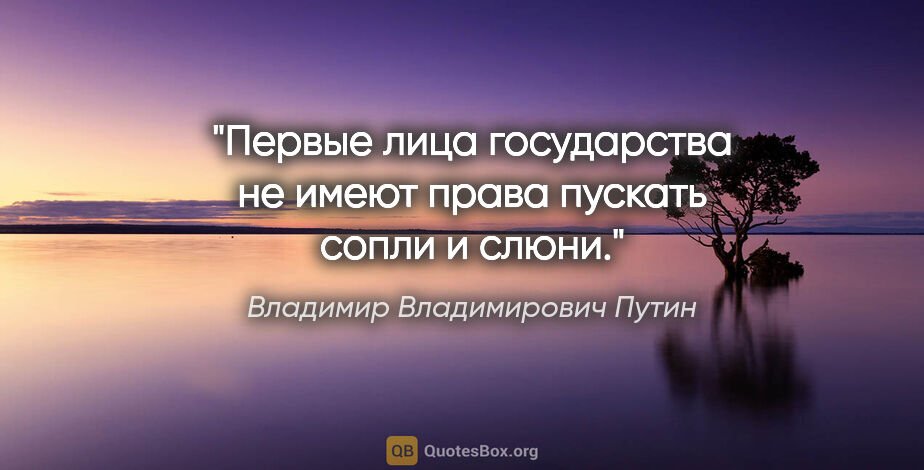 Владимир Владимирович Путин цитата: "Первые лица государства не имеют права пускать сопли и слюни."