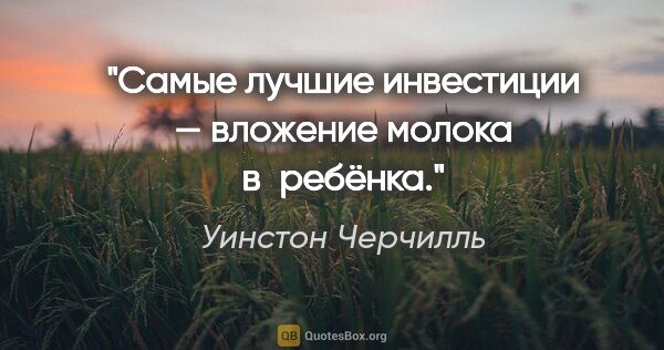 Уинстон Черчилль цитата: "Самые лучшие инвестиции — вложение молока в ребёнка."