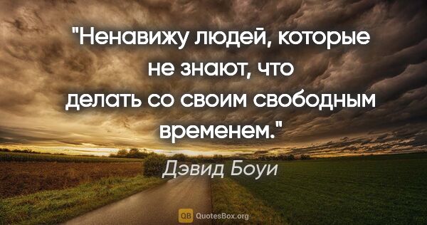 Дэвид Боуи цитата: "Ненавижу людей, которые не знают, что делать со своим..."