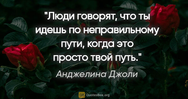Анджелина Джоли цитата: "Люди говорят, что ты идешь по неправильному пути, когда это..."