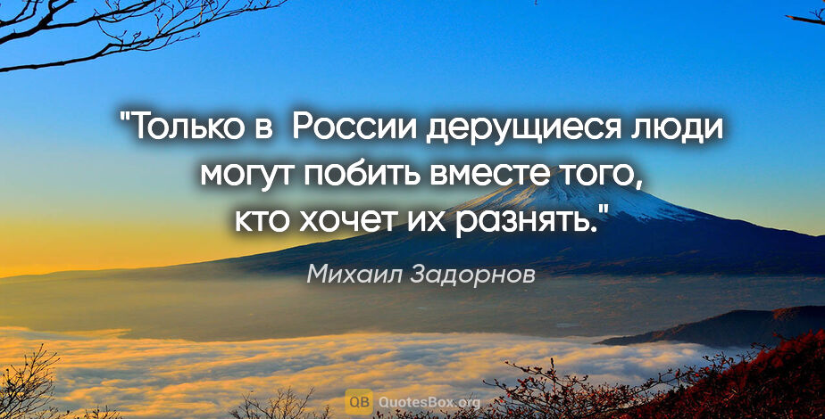 Михаил Задорнов цитата: "Только в России дерущиеся люди могут побить вместе того, кто..."
