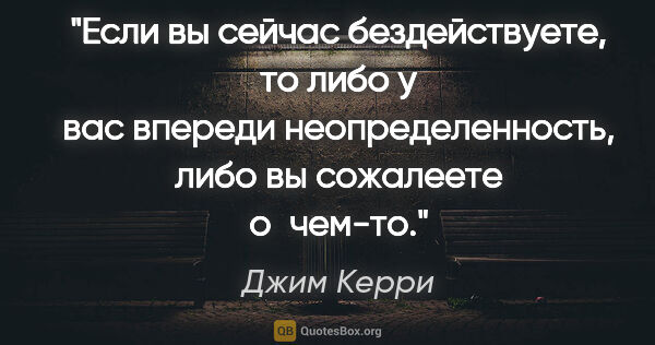 Джим Керри цитата: "Если вы сейчас бездействуете, то либо у вас впереди..."