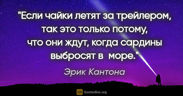 Эрик Кантона цитата: "Если чайки летят за трейлером, так это только потому, что они..."