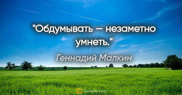 Геннадий Малкин цитата: "Обдумывать — незаметно умнеть."