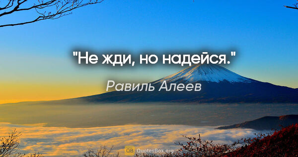 Равиль Алеев цитата: "Не жди, но надейся."