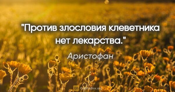 Аристофан цитата: "Против злословия клеветника нет лекарства."