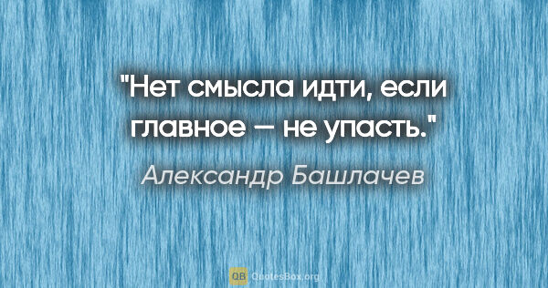 Александр Башлачев цитата: "Нет смысла идти, если главное — не упасть."