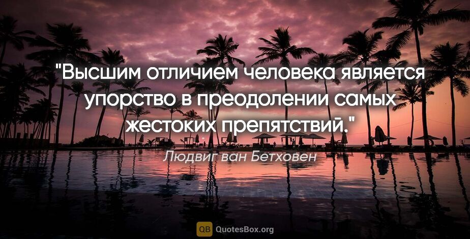 Людвиг ван Бетховен цитата: "Высшим отличием человека является упорство в преодолении самых..."