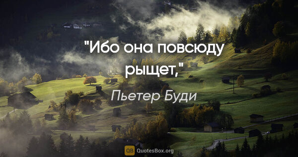 Пьетер Буди цитата: "Ибо она повсюду рыщет,"