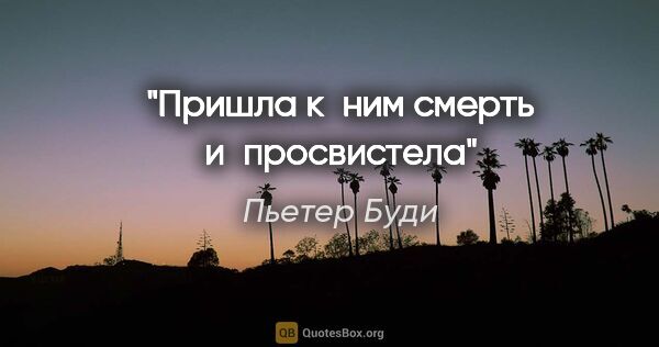 Пьетер Буди цитата: "Пришла к ним смерть и просвистела"