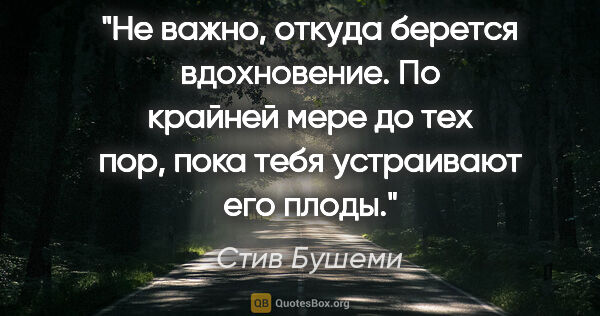 Стив Бушеми цитата: "Не важно, откуда берется вдохновение. По крайней мере до тех..."