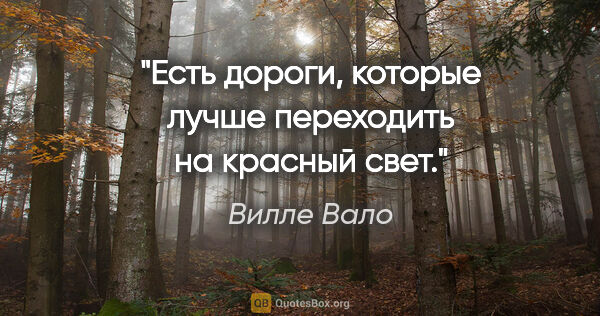 Вилле Вало цитата: "Есть дороги, которые лучше переходить на красный свет."