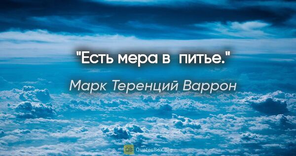 Марк Теренций Варрон цитата: "Есть мера в питье."