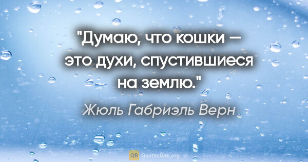 Жюль Габриэль Верн цитата: "Думаю, что кошки — это духи, спустившиеся на землю."