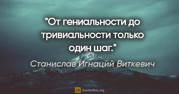 Станислав Игнаций Виткевич цитата: "От гениальности до тривиальности только один шаг."