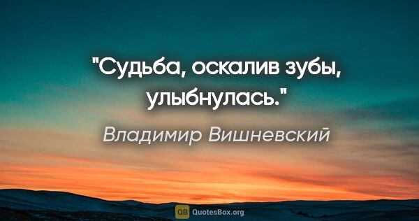 Владимир Вишневский цитата: "Судьба, оскалив зубы, улыбнулась."