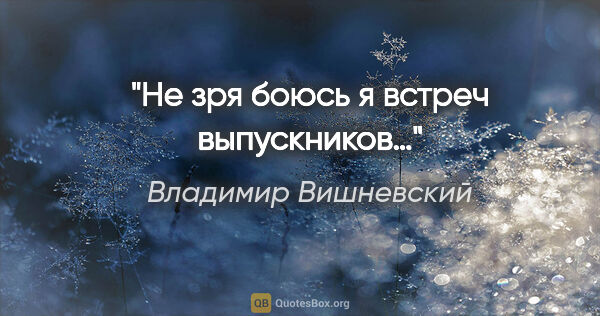 Владимир Вишневский цитата: "Не зря боюсь я встреч выпускников…"