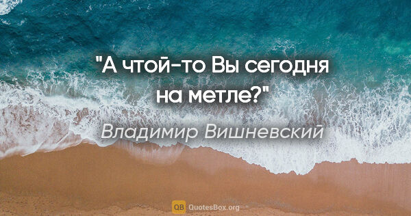 Владимир Вишневский цитата: "А чтой-то Вы сегодня на метле?"
