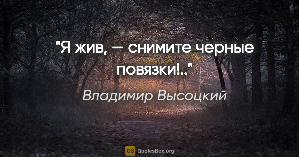 Владимир Высоцкий цитата: "Я жив, — снимите черные повязки!.."