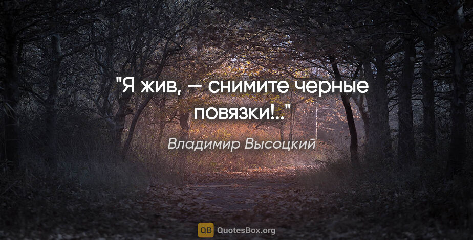 Владимир Высоцкий цитата: "Я жив, — снимите черные повязки!.."