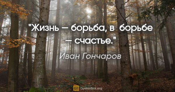 Иван Гончаров цитата: "Жизнь — борьба, в борьбе — счастье."
