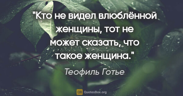 Теофиль Готье цитата: "Кто не видел влюблённой женщины, тот не может сказать, что..."