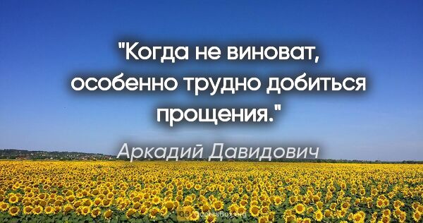 Аркадий Давидович цитата: "Когда не виноват, особенно трудно добиться прощения."