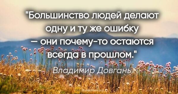 Владимир Довгань цитата: "Большинство людей делают одну и ту же ошибку — они почему-то..."