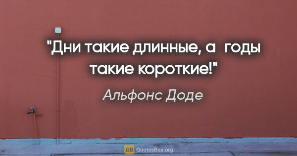 Альфонс Доде цитата: "Дни такие длинные, а годы такие короткие!"