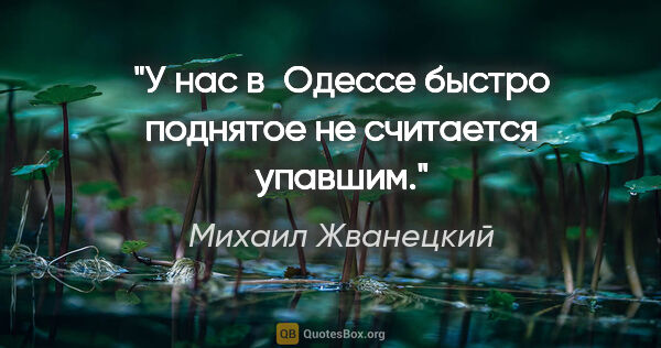 Михаил Жванецкий цитата: "У нас в Одессе быстро поднятое не считается упавшим."