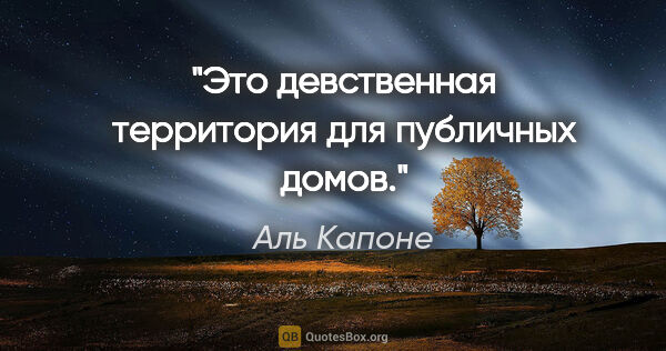 Аль Капоне цитата: "Это девственная территория для публичных домов."