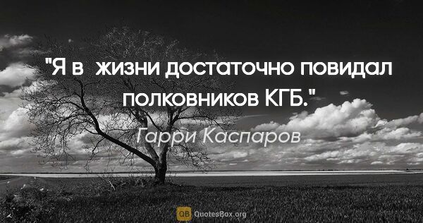 Гарри Каспаров цитата: "Я в жизни достаточно повидал полковников КГБ."