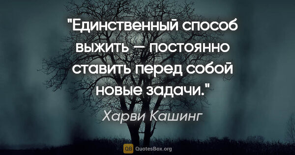 Харви Кашинг цитата: "Единственный способ выжить — постоянно ставить перед собой..."