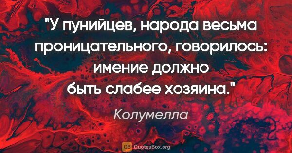 Колумелла цитата: "У пунийцев, народа весьма проницательного, говорилось: «имение..."