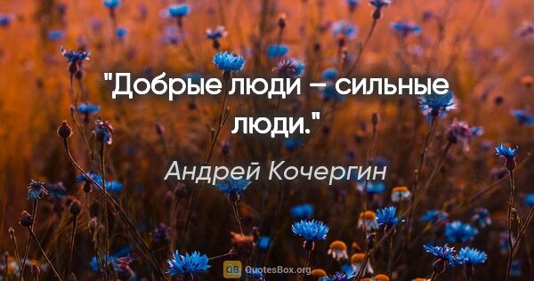 Андрей Кочергин цитата: "Добрые люди – сильные люди."